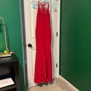Beautiful Red ball gown with lace zip back